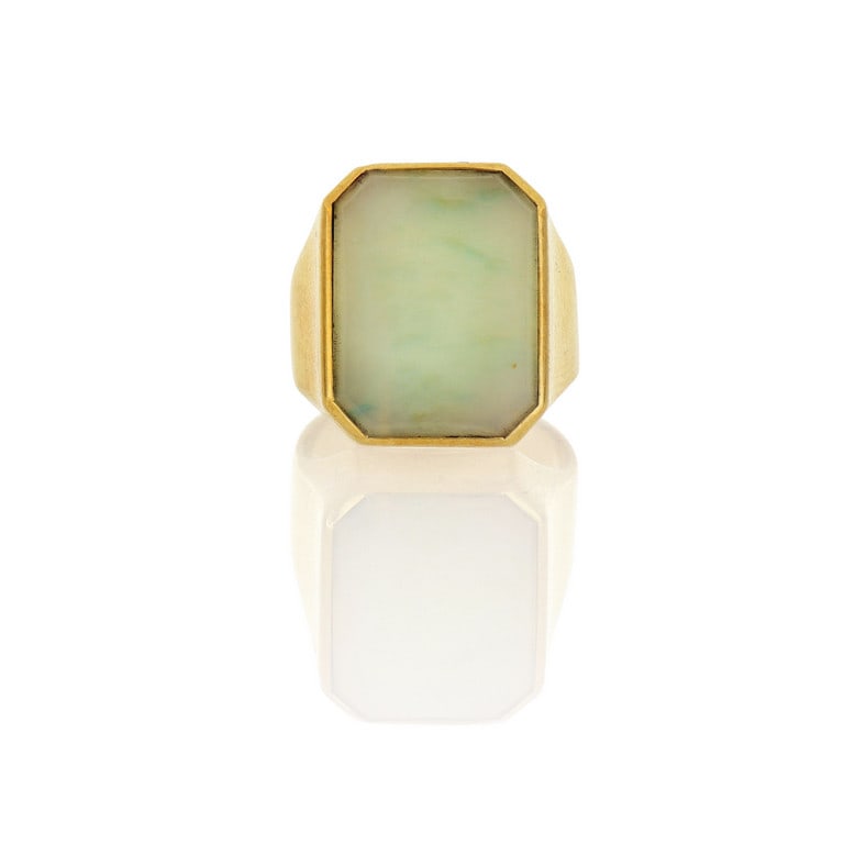 Anello da mignolo a scudo per sigillo, con giada (1 of 1)