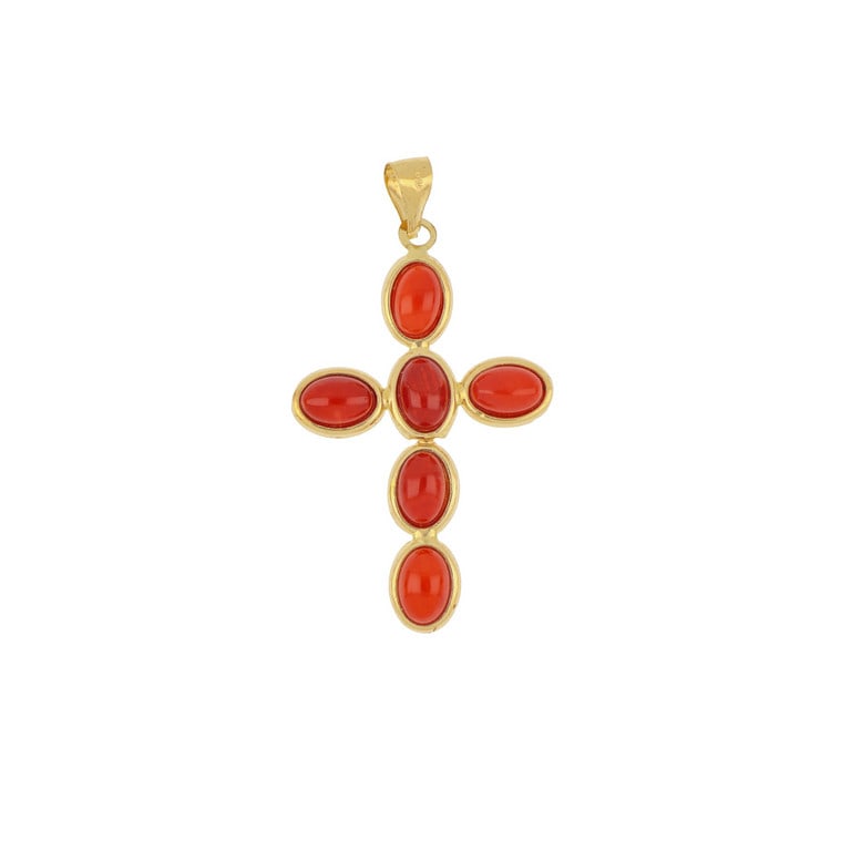 Ciondolo in oro giallo e corallo rosso, (1 of 1)