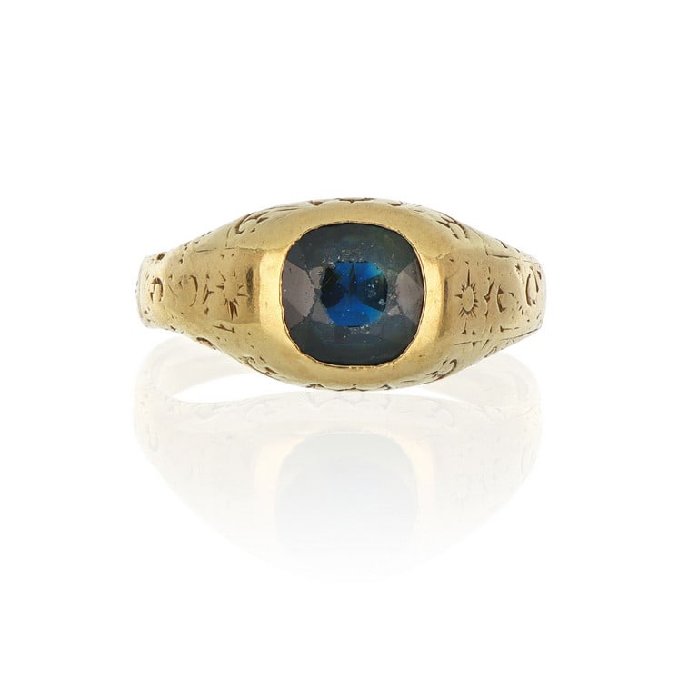 Anello in oro giallo da uomo, inciso a roselline (1 of 1)