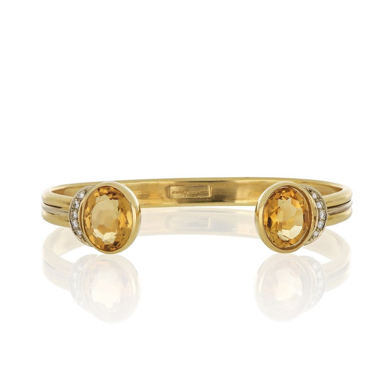 Bracciale rigido in oro giallo e bianco con (1 of 1)