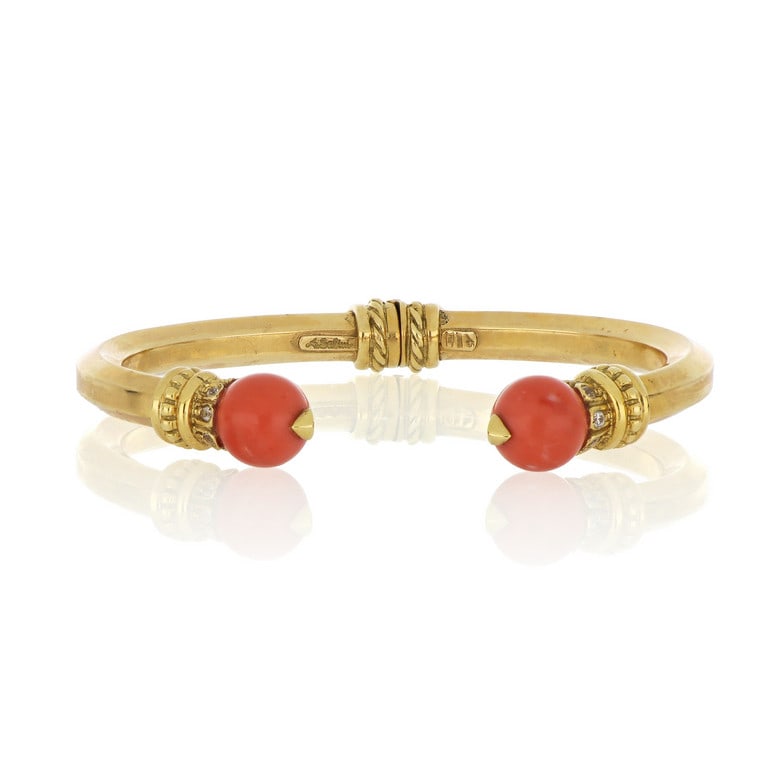 SALVINI - Bracciale rigido con boule di corallo, (1 of 1)