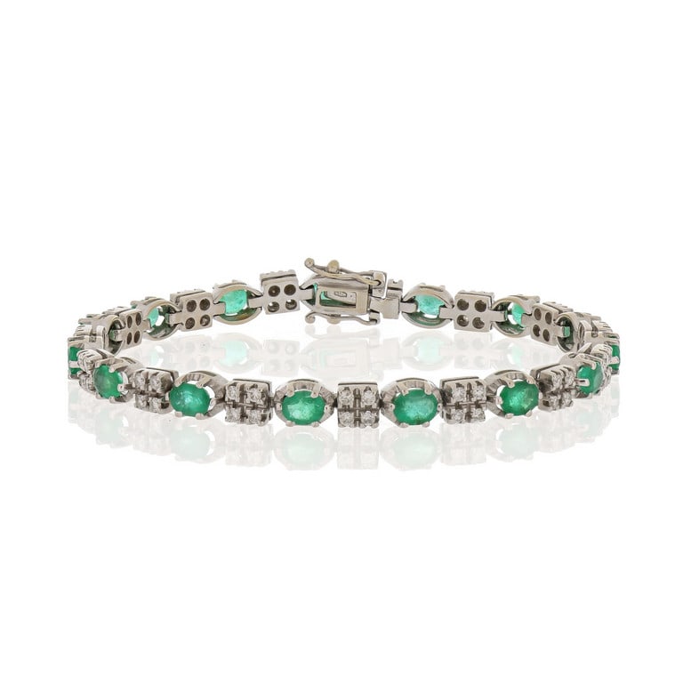 Bracciale in oro bianco con smeraldi, settori (1 of 1)