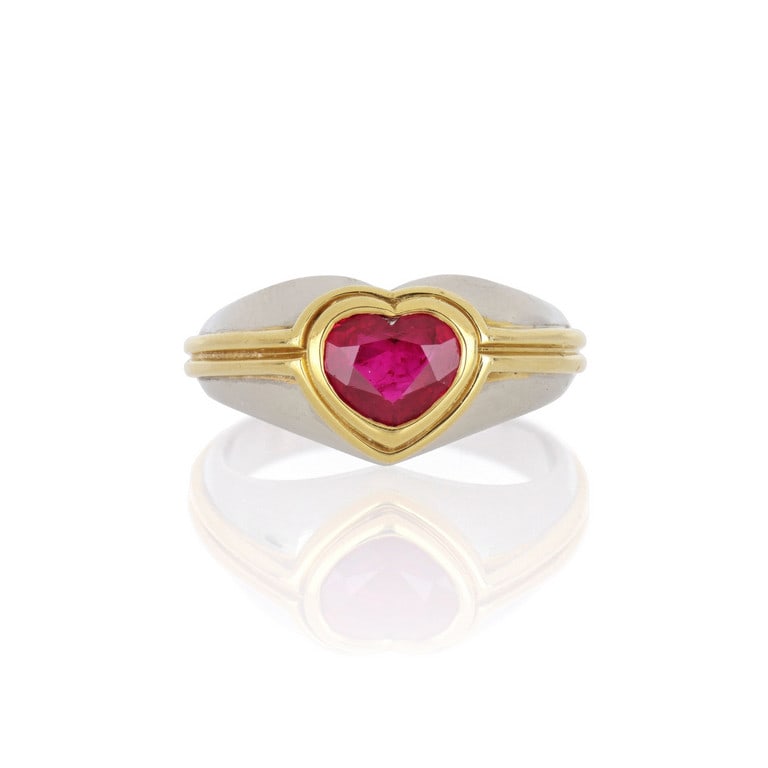 BULGARI - Stiloso anello in platino e oro giallo, (1 of 1)