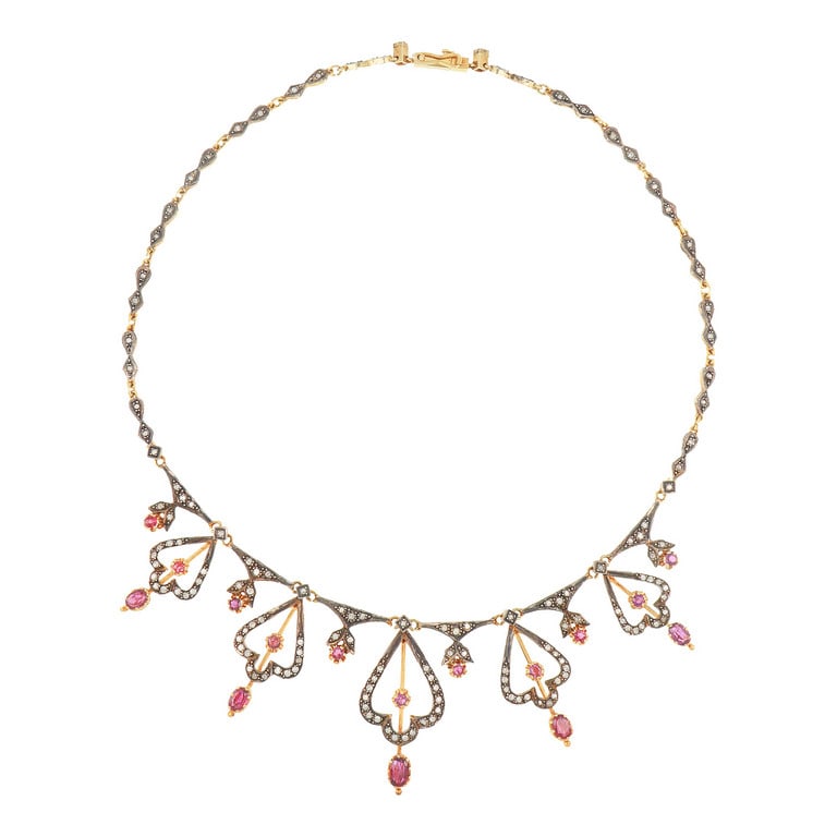 Collana girocollo in oro e argento con rubini e (1 of 1)