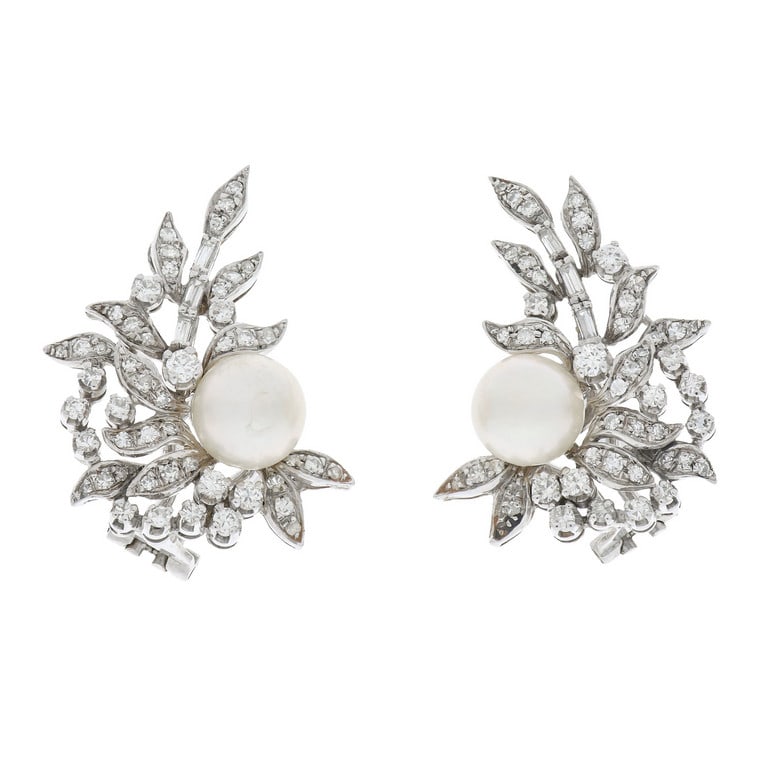 Orecchini in oro bianco anni 50, con diamanti di (1 of 1)