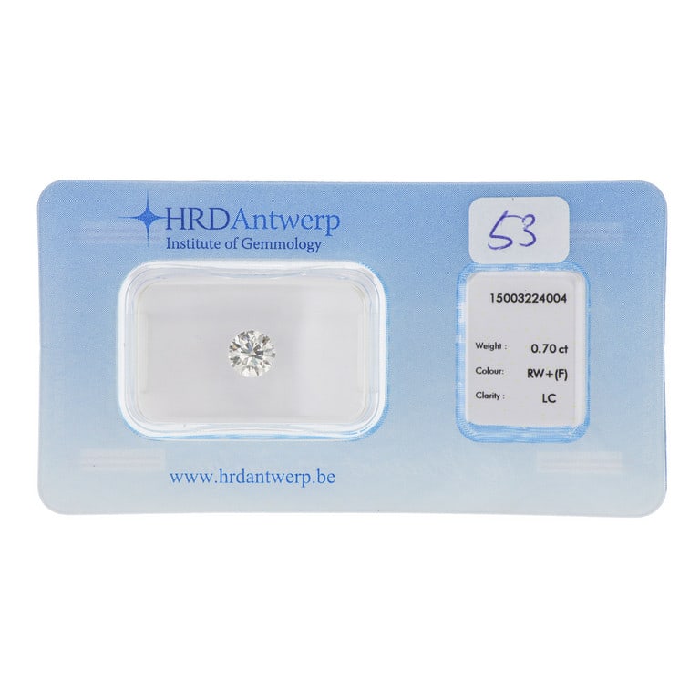 DIAMANTE naturale di 0,70 ct Colore:: DIAMANTE naturale di 0,70 ct Colore: F Purezza: IF Fluorescenza: None Taglio VG VG VG Report: HRD