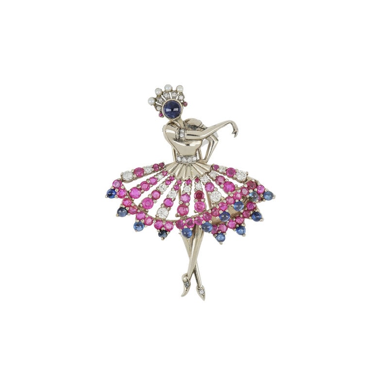 Spilla "Ballerina" in oro bianco impreziosita con (1 of 1)