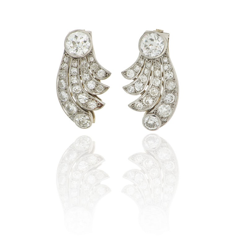 Orecchini anni 50 in platino e oro bianco con i (1 of 3)