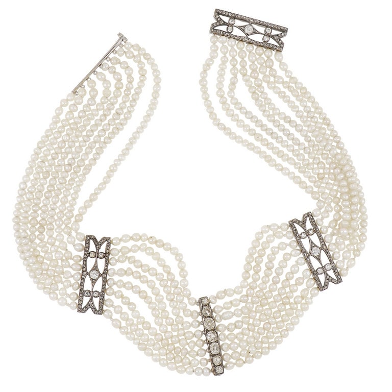 Collier de chien in platino perle naturali e (1 of 2)