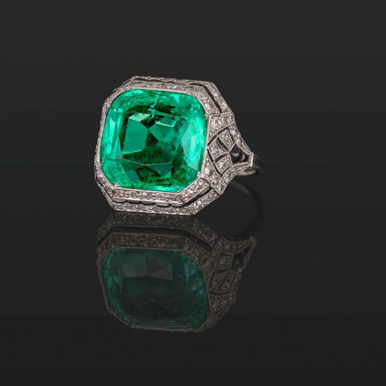 Anello in platino con smeraldo anni '30, esempio (1 of 6)