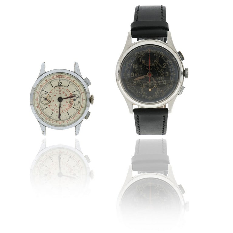 B.W.C. e SILYAN - Due orologi da polso in: B.W.C. e SILYAN - Due orologi da polso in acciaio, con cinturino in pelle il primo e senza cinturino il secondo, entrambi con movimento cronografico a carica manuale, entrambi funzionanti ma necessita