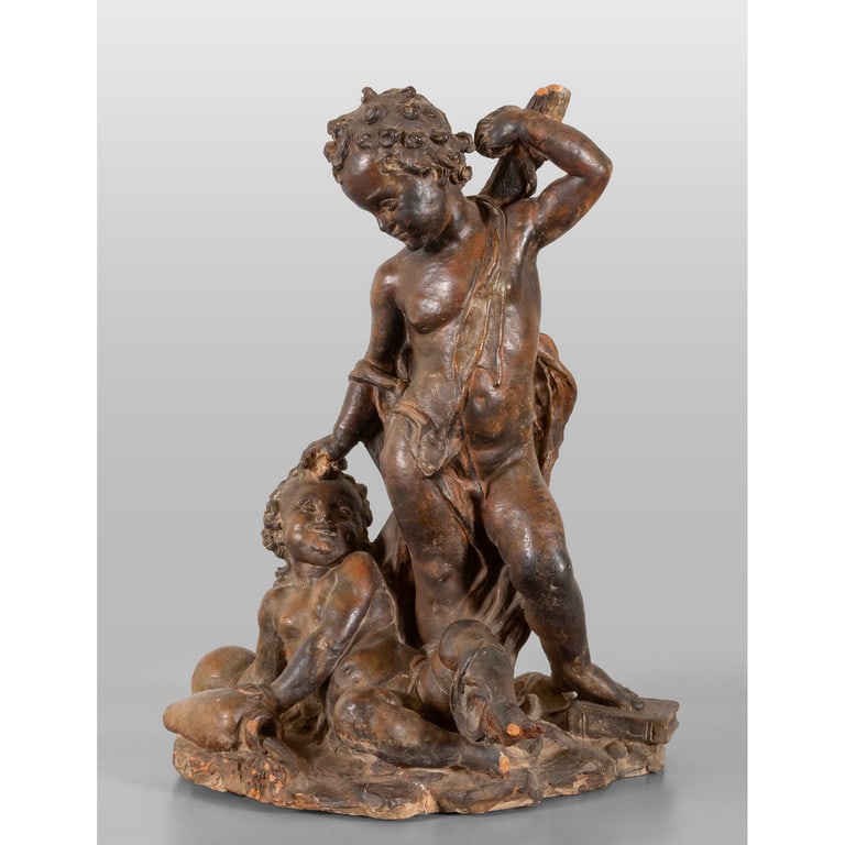 Putti che giocano, scultura in terracotta (1 of 3)
