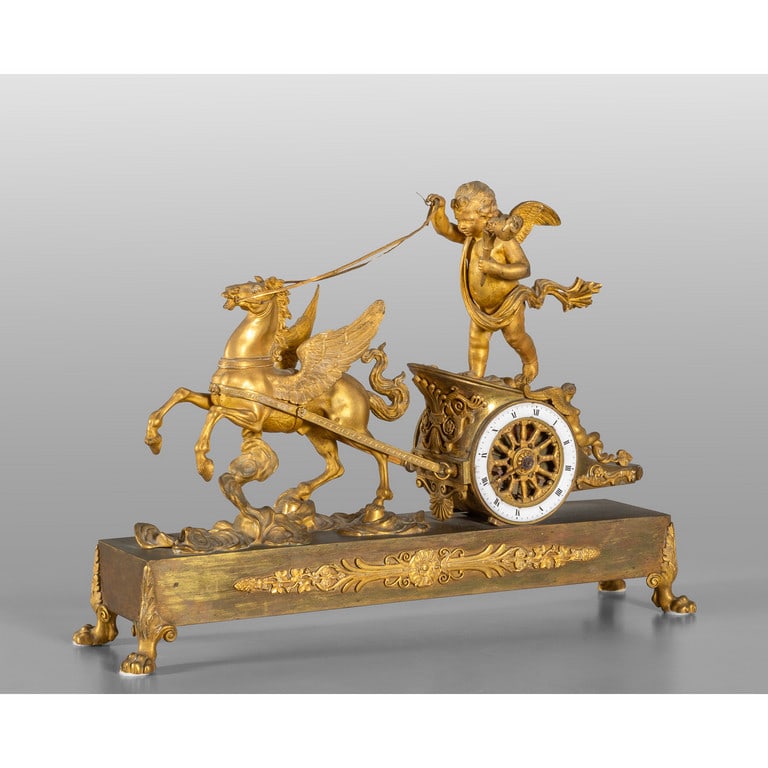 Orologio in bronzo dorato raffigurante il carro (1 of 2)