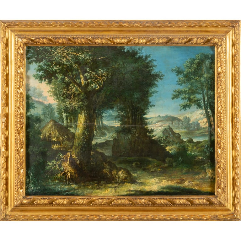 Scuola fiamminga sec.XVIII "Paesaggio boscoso" (1 of 2)