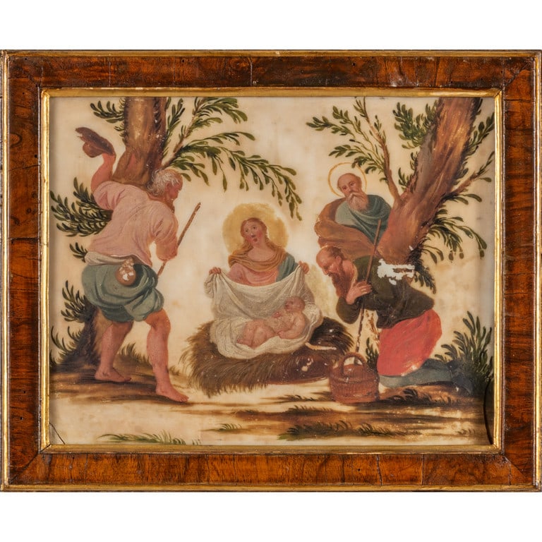 Adorazione dei pastori olio su alabastro, fine (1 of 2)
