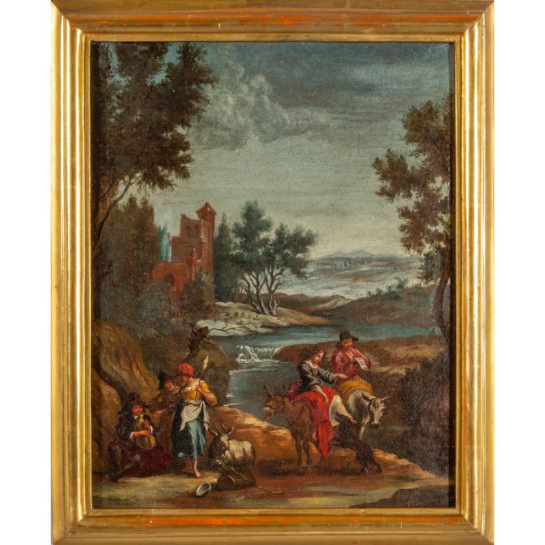 Piccola cassapanca Luigi XIV in legno laccato, (1 of 2)