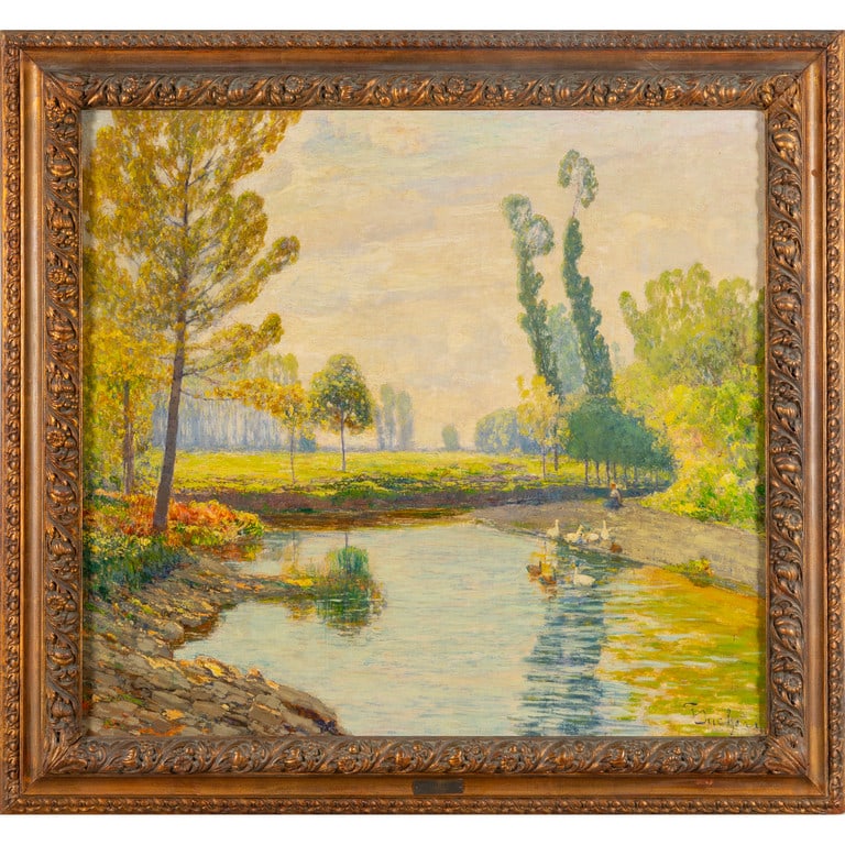 GIUSEPPE SACHERI (1863-1950) Al laghetto con  (1 of 2)