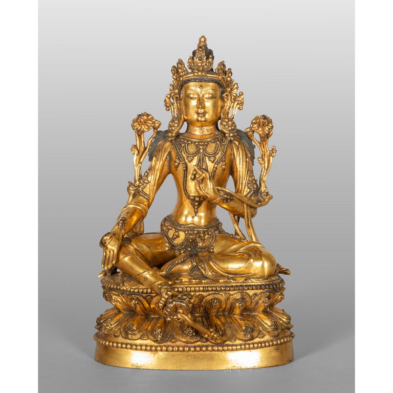 Tara, scultura in bronzo dorato, Cina/Tibet (1 of 3)