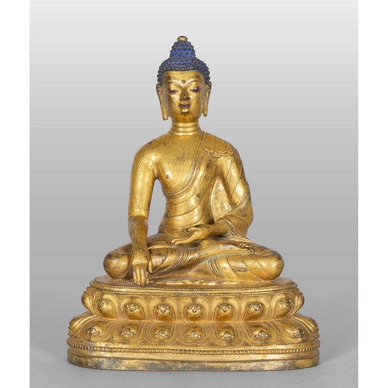 Buddha, scultura in bronzo dorato, Cina (1 of 2)