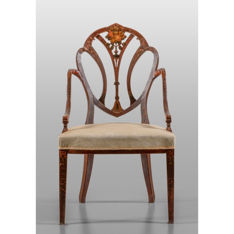 Poltrona inglese in satinwood, fine: Poltrona inglese in satinwood, fine sec.XVIII/inizi sec.XIX