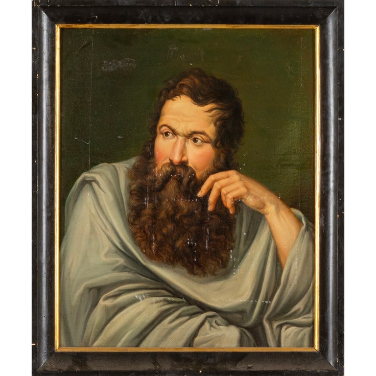 Scuola italiana sec.XVIII "Ritratto di filosofo": Scuola italiana sec.XVIII "Ritratto di filosofo" olio cm. 59x68