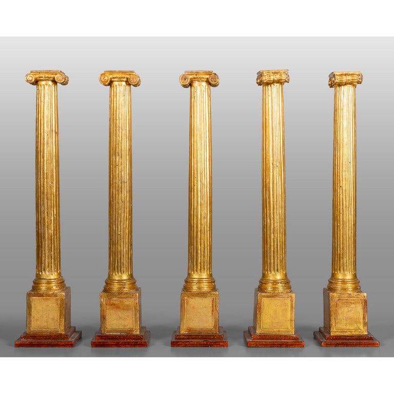 Cinque colonne in legno intagliato e dorato con (1 of 2)