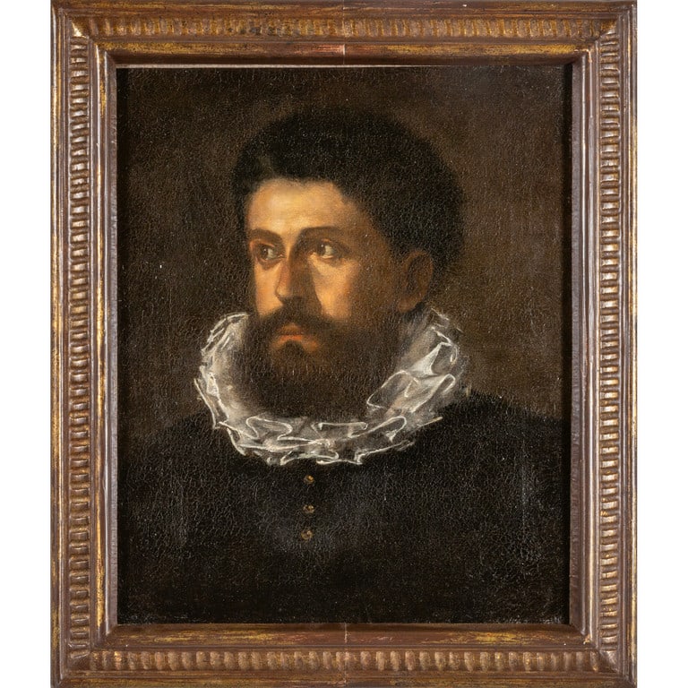 Scuola italiana sec.XVII "Ritratto con gorgiera": Scuola italiana sec.XVII "Ritratto con gorgiera" olio cm. 44x53,5