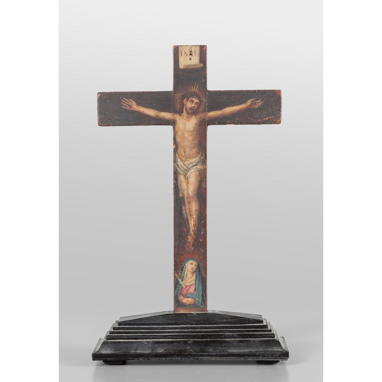 Croce dipinta con raffigurazione del Cristo e (1 of 2)
