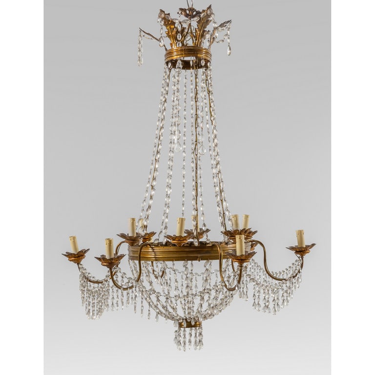 Lampadario a cestino in stile Impero in bronzo e (1 of 1)