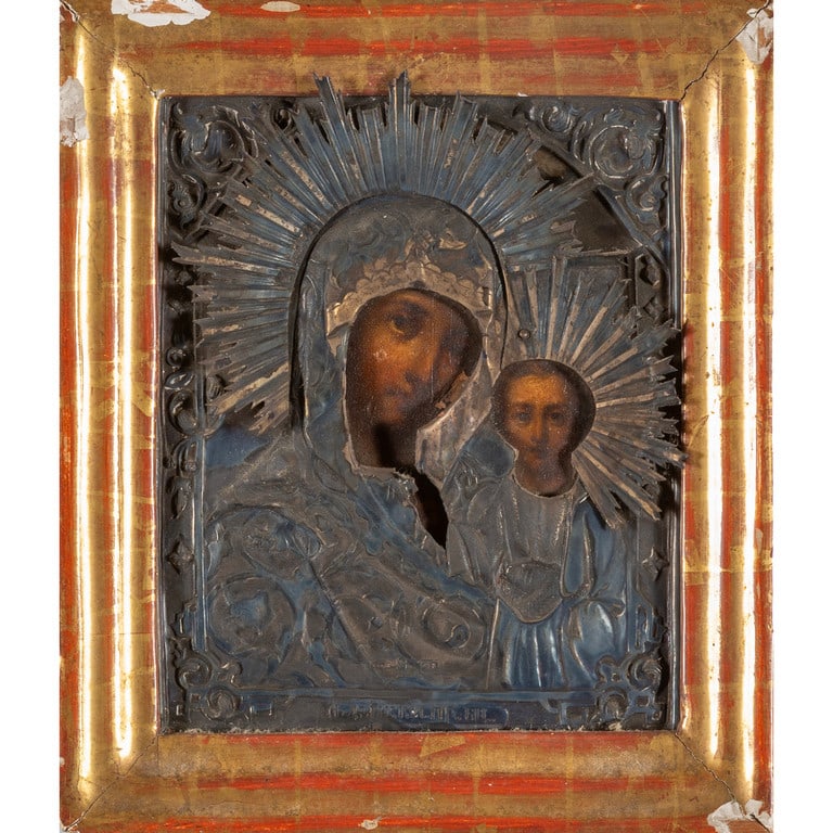 Madonna con Bambino, icona, riza in argento, (1 of 1)