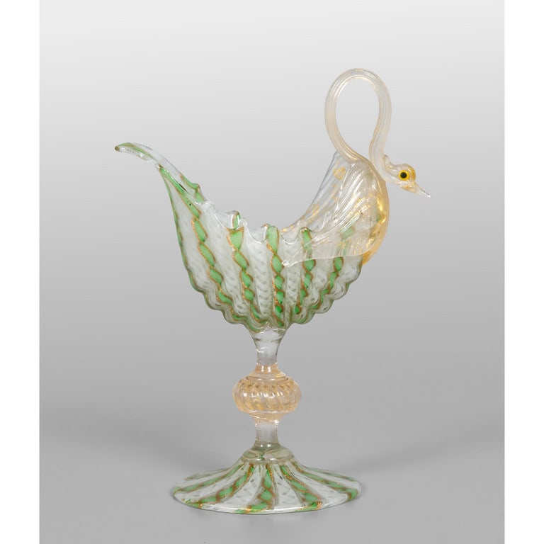 Calice in vetro di Murano a forma di cigno, (1 of 2)