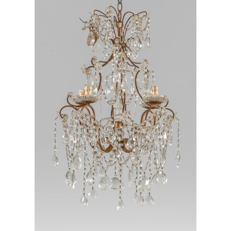Piccolo lampadario in vetro e: Piccolo lampadario in vetro e metallo diam.cm.40xh.60