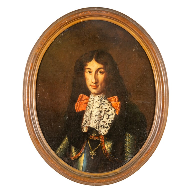 Scuola lombarda sec.XVIII "Ritratto di cavaliere": Scuola lombarda sec.XVIII "Ritratto di cavaliere" olio di forma ovale cm. 72x91