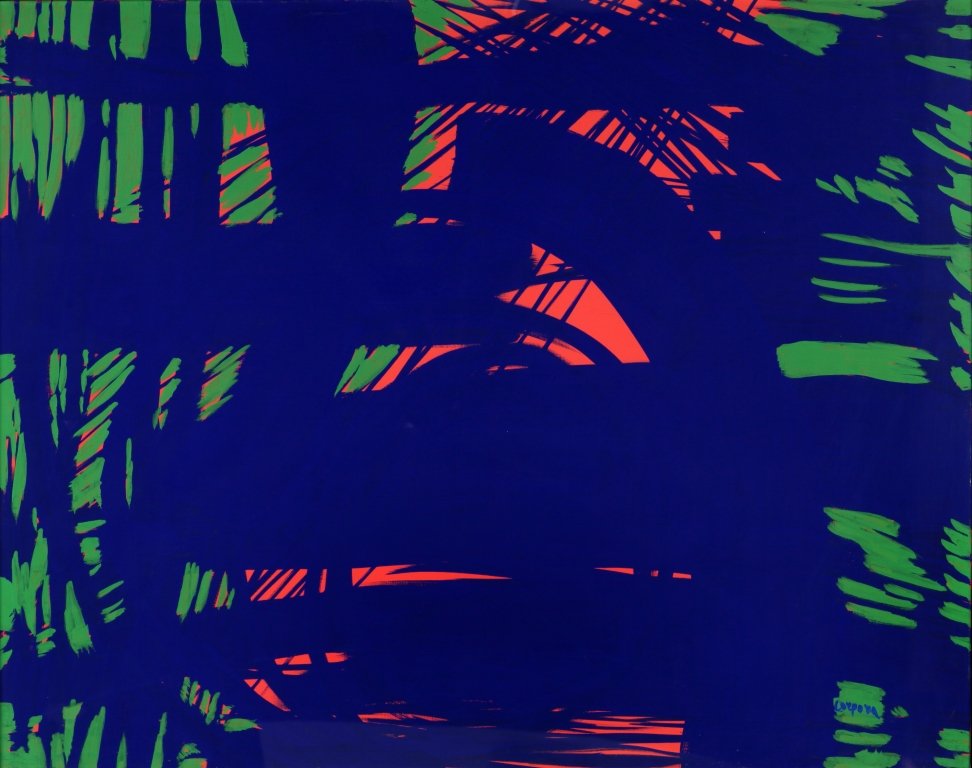 ANTONIO CORPORA (1909-2004) Il vento blu: ANTONIO CORPORA (1909-2004) Il vento blu 1973 olio su tela cm 73x92 firmato in basso a destra firmato datato,titolato e dedicato a Bruno Giraldi, Livorno sul retro Il vento blu 1973 oil on canvas inch