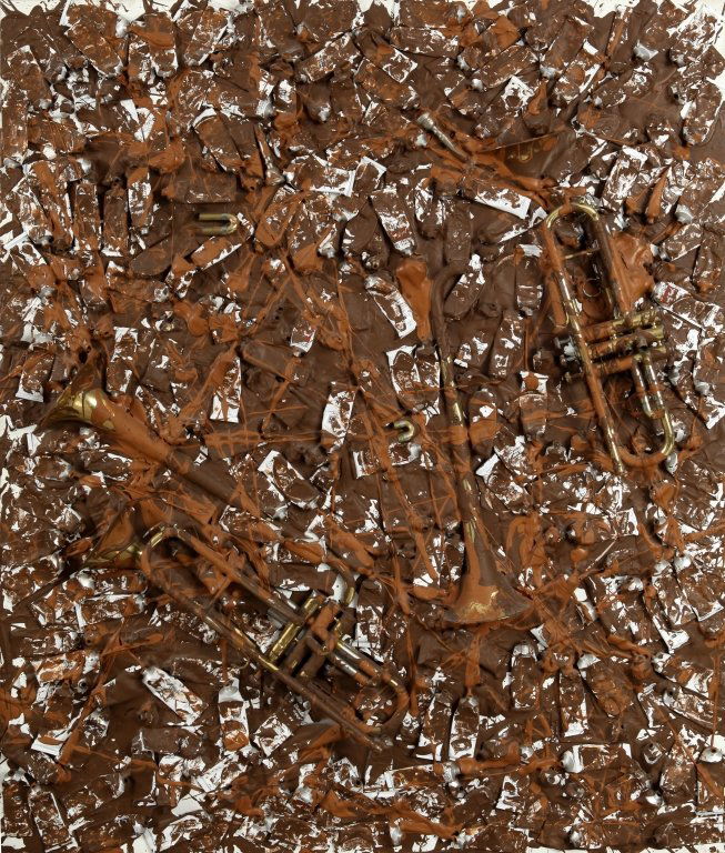 FERNANDEZ ARMAN (1928-2005) Senza titolo: FERNANDEZ ARMAN (1928-2005) Senza titolo trombe smontate e tubetti di acrilici su tela cm 100x120 firmato in basso a destra letteratura:Arman in Italy, Fondazione Mudima edizioni, Milano Esposizioni: