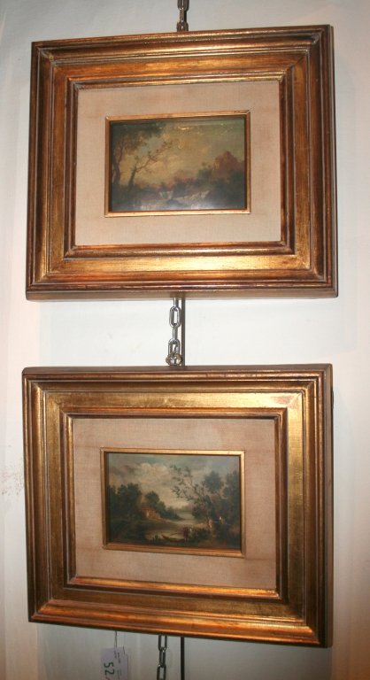 "Paesaggi" coppia di olii con cornici dorate: "Paesaggi" coppia di olii con cornici dorate sec.XX