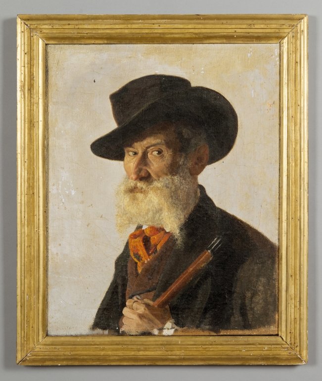 L.Serra Gentiluomo con barba e: L.Serra Gentiluomo con barba e cappello olio