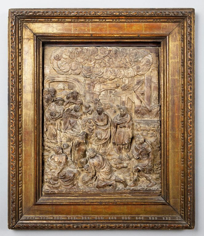 Vincenzo Onofri (attivo a Bologna dopo il: Vincenzo Onofri (attivo a Bologna dopo il 1493) "Natività" bassorilievo in terracotta cm. 47x62