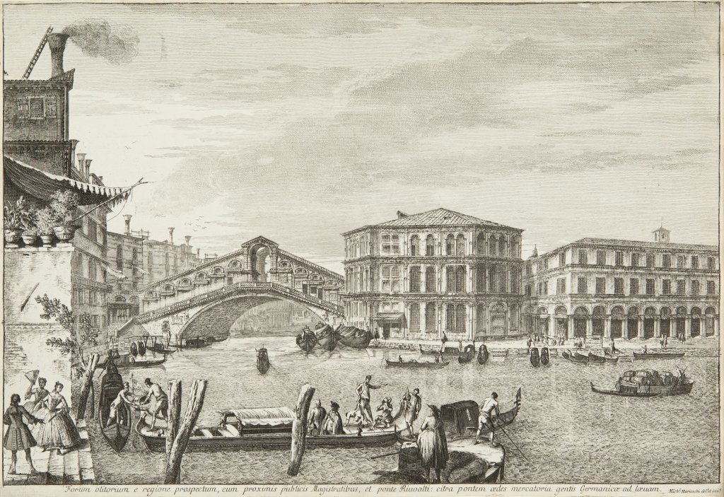 Michele Marieschi (Venezia 1710-1743) Il ponte: Michele Marieschi (Venezia 1710-1743) Il ponte di Rialto con il Palazzo dei Camerlenghi acquaforte mm 467x318 Stato I/IV Succi 19 Questa bella impressione nel primo stato è probabilmente una delle ra