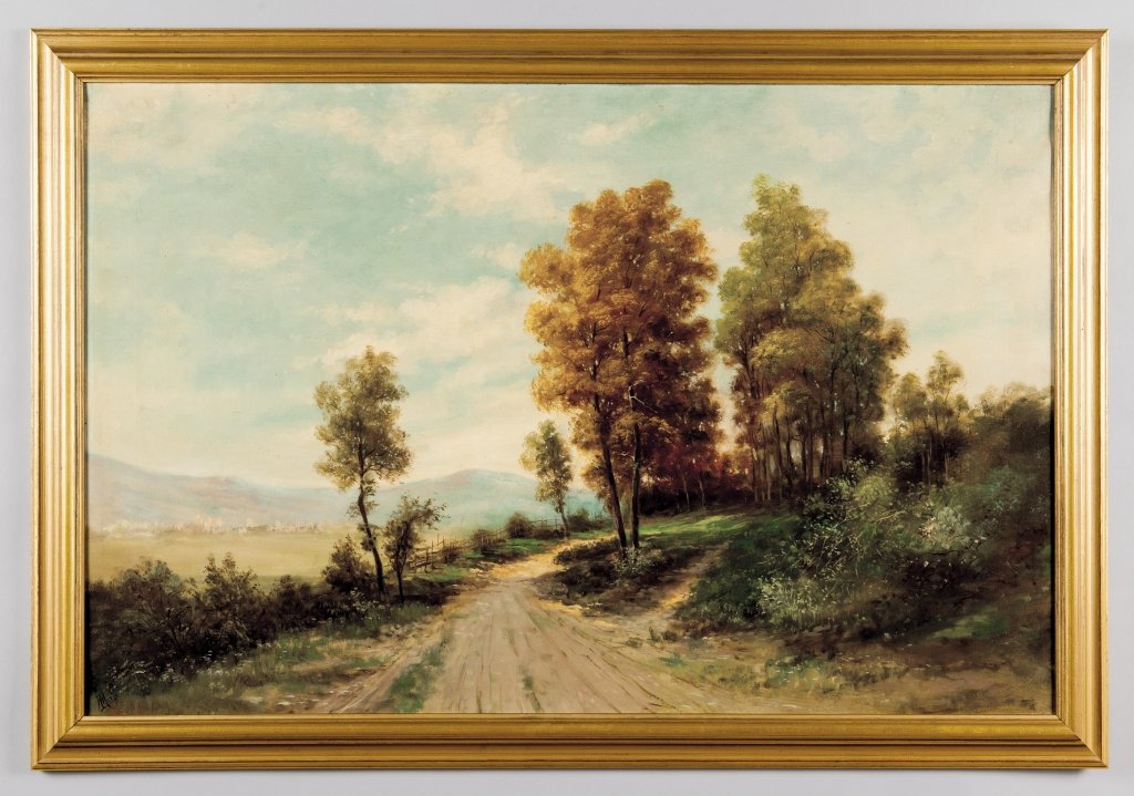 HENRY MARKO' (1855-1921) La strada nel: HENRY MARKO' (1855-1921) La strada nel bosco olio cm. 100x70 f.to in b. a sn.