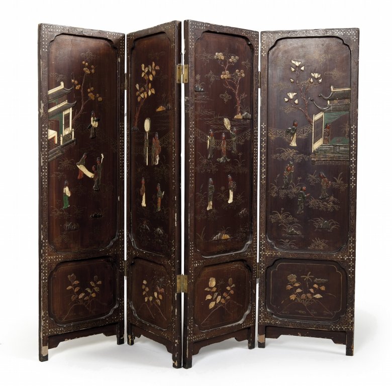 Paravento Decorativo In Legno A 3 Pannelli, Stampa Lanterna Rossa E Verde, Doppio Lato, Pieghevole, Senza Montaggio