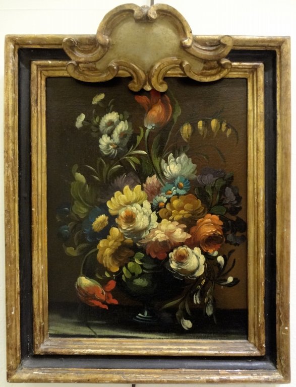 "Fiori" olio sec.XIX cm. 25x35: "Fiori" olio sec.XIX cm. 25x35