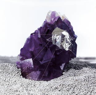 LORIS CECCHINI (1969-) Radiances (Sound: LORIS CECCHINI (1969-) Radiances (Sound pressure around chinese violet fluorite) 2011 stampa su carta di cotone su forex su lamiera zincata, modello in materiali vari, scatola in vivak cm 114 x 114 x