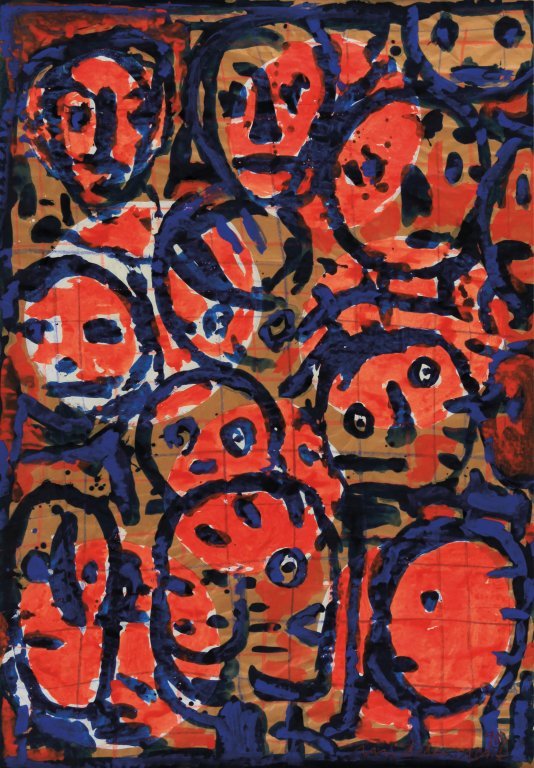 HELMUT MIDDENDORF (1953-) Senza titolo: HELMUT MIDDENDORF (1953-) Senza titolo 1990 tecnica mista su carta intelata cm 98 x 69,5 firmato e datato in basso a destra autentica su foto di Enzo Cannaviello, Milano provenienza: Christie's, Maggi