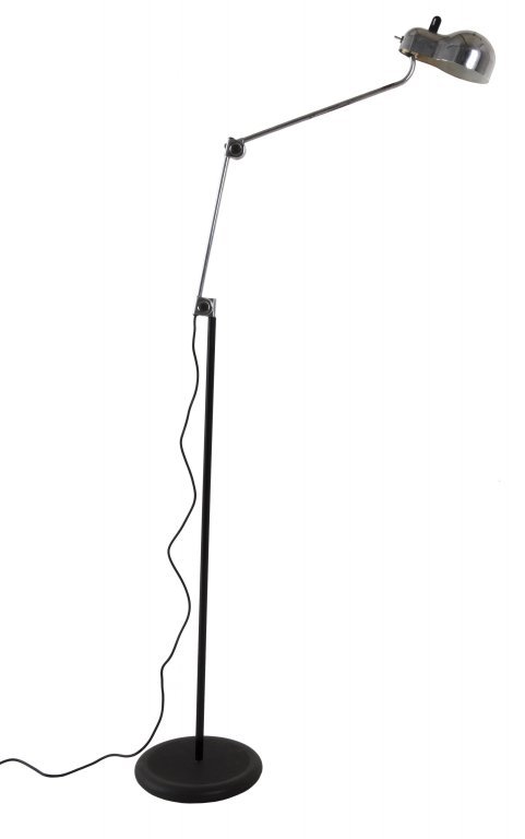 JOE COLOMBO Una lampada da terra Â“TopoÂ” per: JOE COLOMBO Una lampada da terra Â“TopoÂ” per STILNOVO, 1970. Acciaio verniciato, acciaio cromato, plastica, base in gomma zavorrata. Altezza massima cm 200. Letteratura: Abitare 1971/1972 (supp