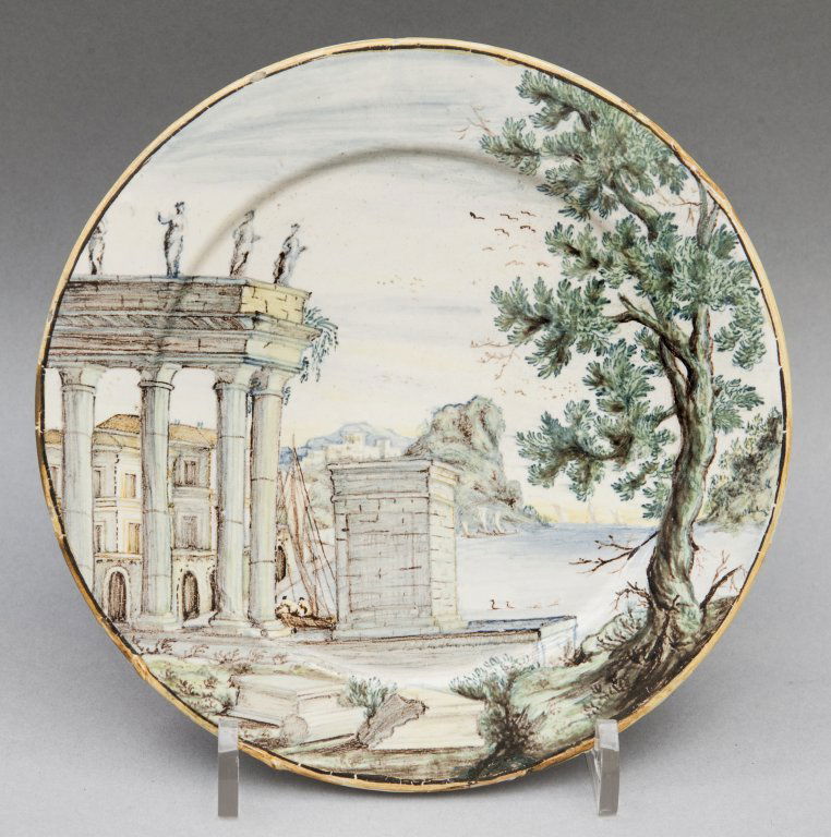 Piatto in ceramica decorato con rovine, Castelli (1 of 1)