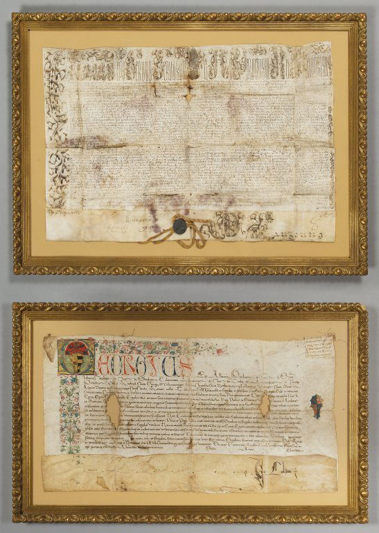 Due antiche bolle su pergamena incorniciate (1 of 3)