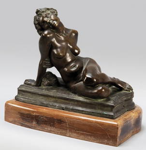 LEONARDO BISTOLFI (1859-1933) Nudo: LEONARDO BISTOLFI (1859-1933) Nudo femminile bronzo a patina scura cm.30x18xh.25 f.to alla base