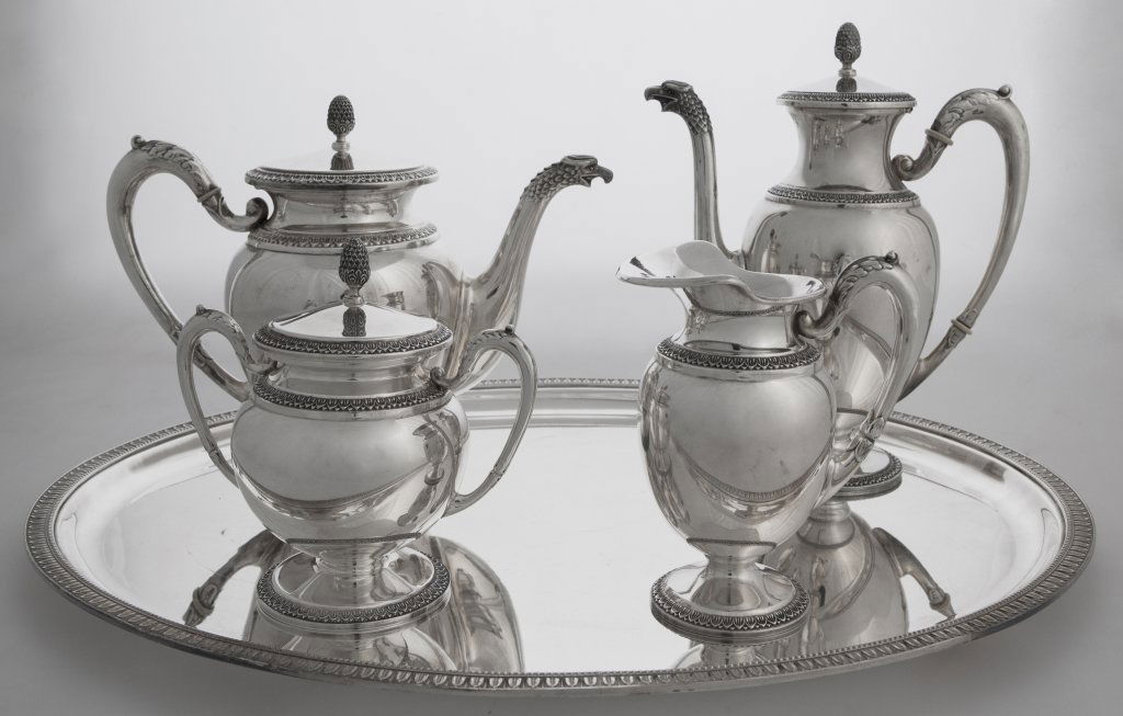 Servizio da thÃ¨ in argento, bordo decorato con (1 of 1)