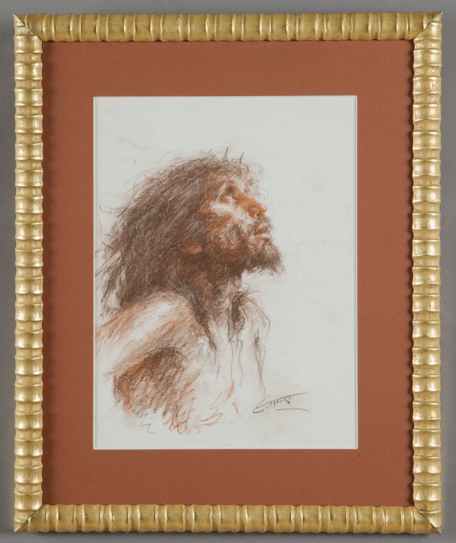 Testa di Cristo pastello   cm. 27x37 f.to (1 of 1)